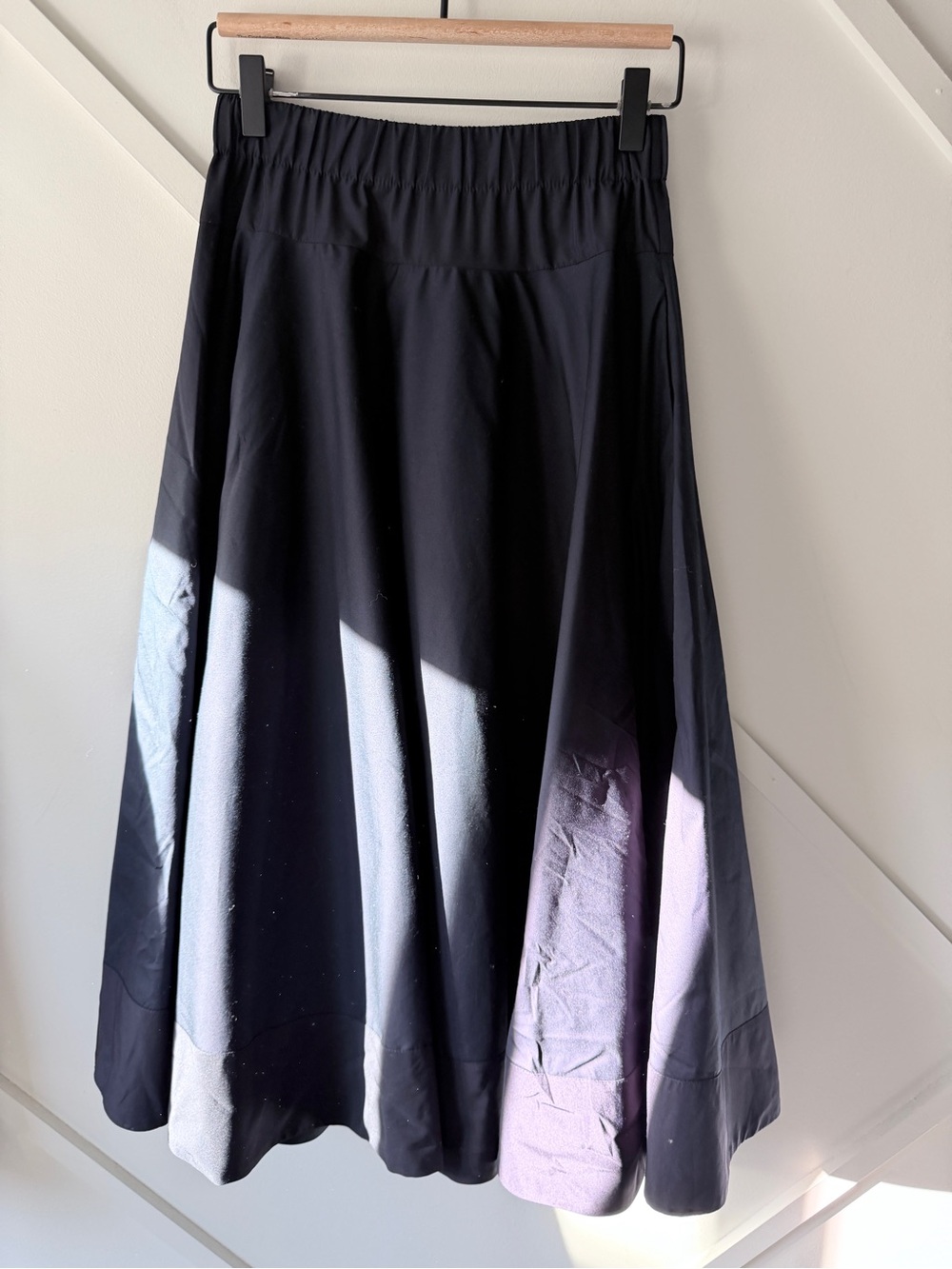 COS Cotton Navy Blue A-Line Midi Skirt EU 34 XS NWT Pockets Minimalist